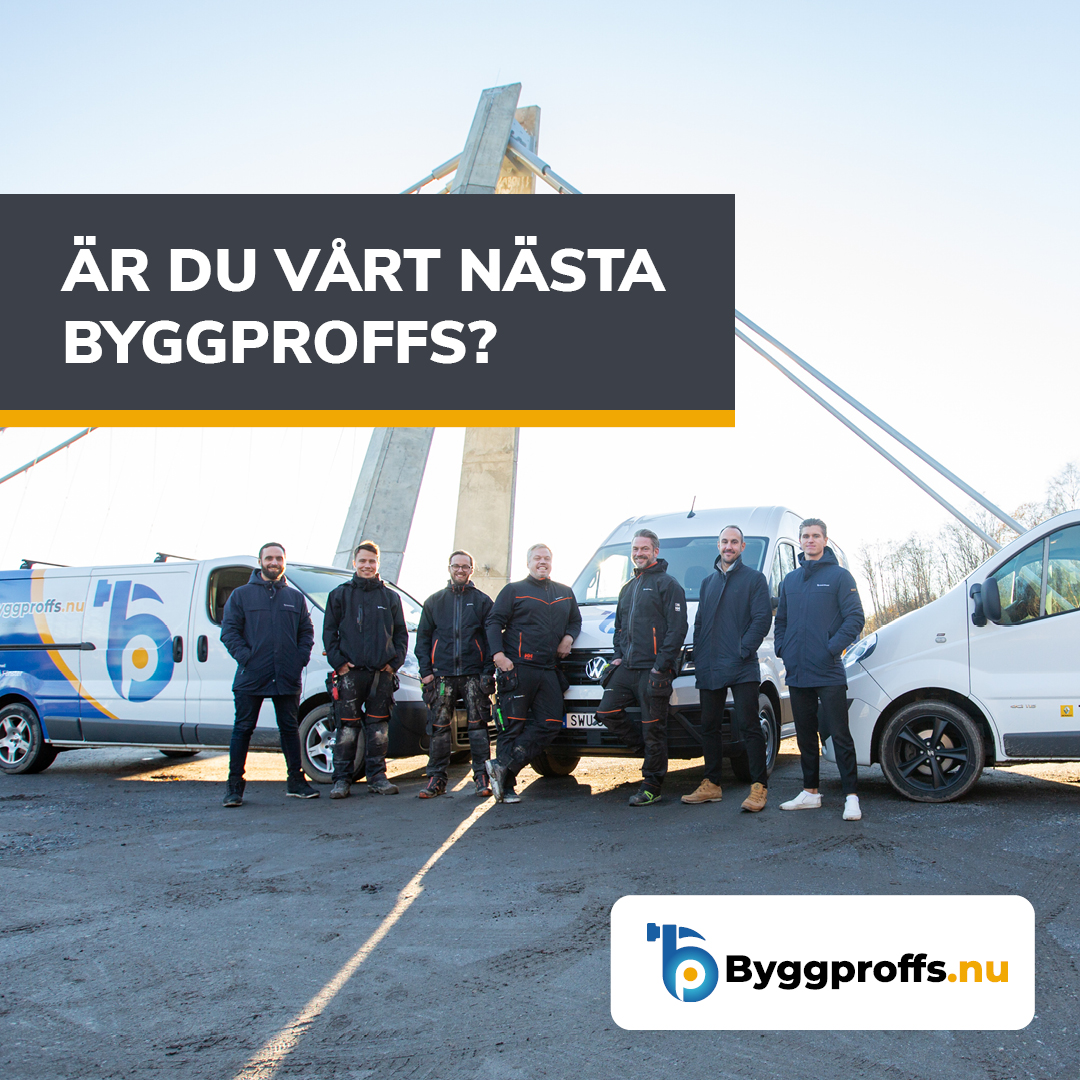 Byggproffs team av snickare framför Lundabron i Umeå